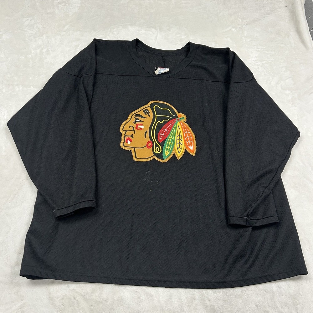 CCM Hockey Jersey Mens XXL Black Chicago Blackhawks Vintage Mesh NHL